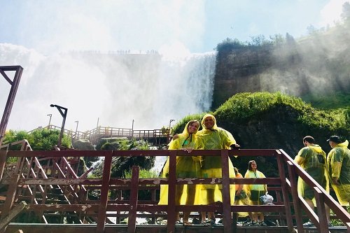 walking up to hurricane deck while doing the cave of the winds excursion