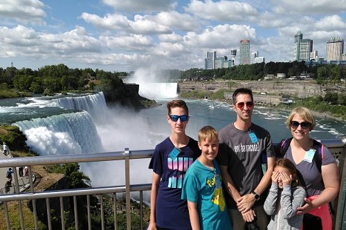 View of Niagara Falls in the background from the Observation deck