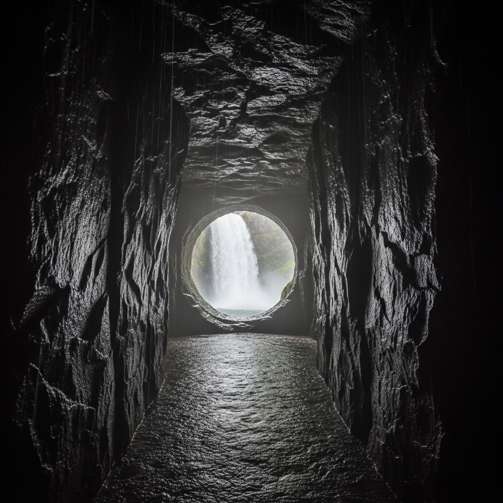 Rock tunnel behind Horseshoe Falls at Journey Behind the Falls